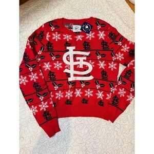 St Louis Cardinals Ugly Christmas Sweater Women Size Large Red Snowflake‎ MLB